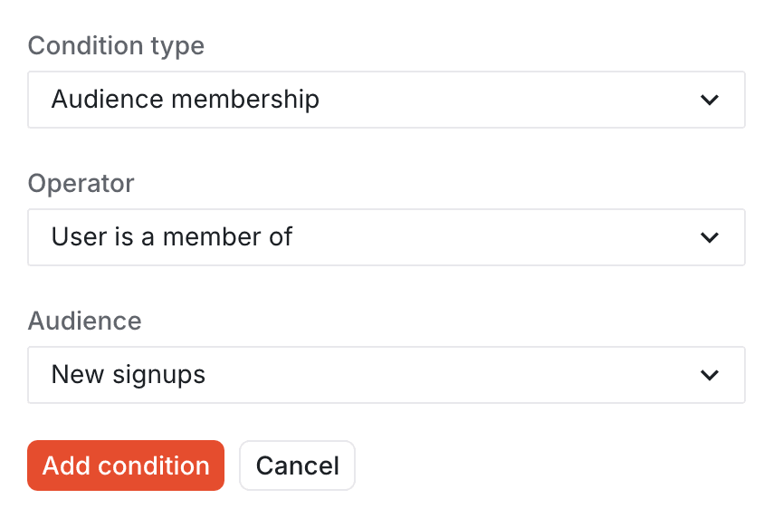 Audience condition type config in the workflow editor